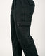 Black cargo pants on a white background