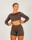 CAKE Open Back Long Sleeve Crop Top Dark Cocoa