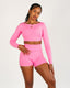 CAKE Open Back Long Sleeve Crop Top Strawberry Whip
